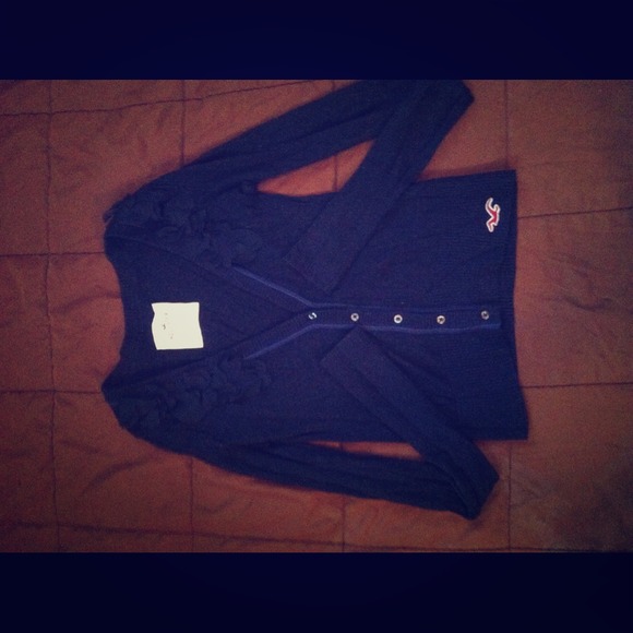 Hollister size sm blue ruffled cardigan . NWOT .
