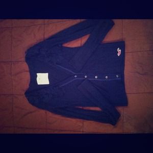 Hollister size sm blue ruffled cardigan . NWOT .