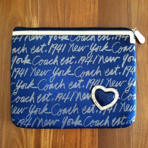 COACH - iPad Sleeve, Navy & Gold Metallic