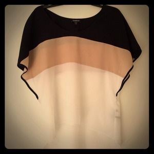 Bebe Black/White/Tan Color Block Top