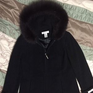 ❄️❄️Preston & York 100% Lambswool Coat Fox Fur❄️❄️
