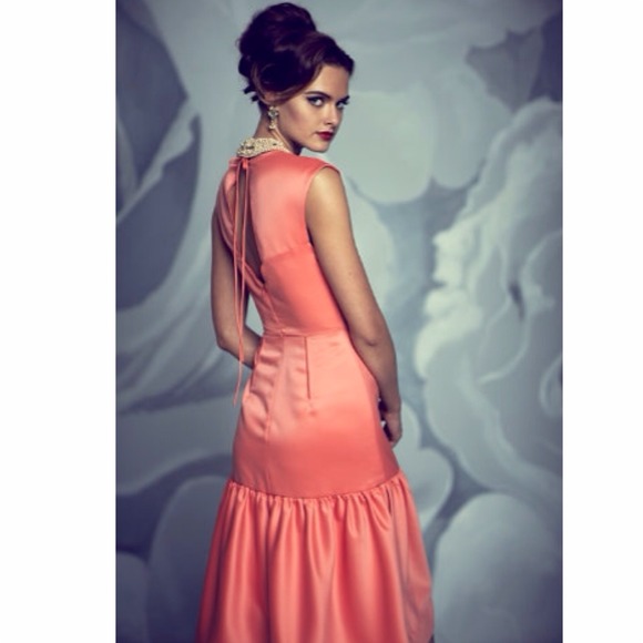 BHLDN Coral Flounce Midi Dress - Picture 2 of 4