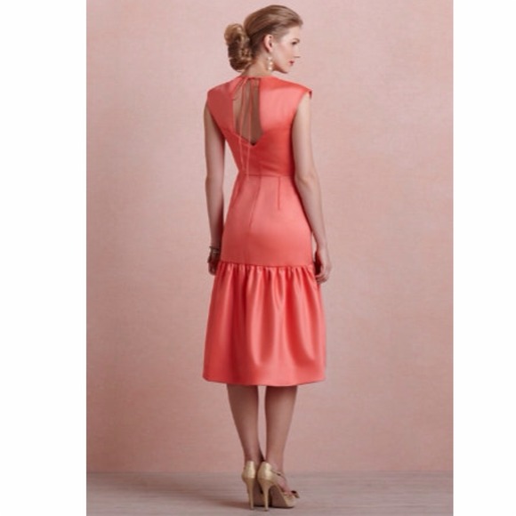 BHLDN Coral Flounce Midi Dress - Picture 4 of 4