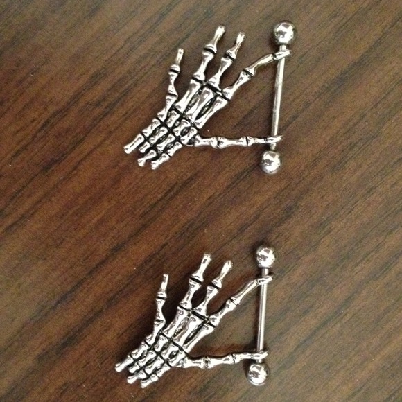 Skull barbells for nipple piercing body jewelry