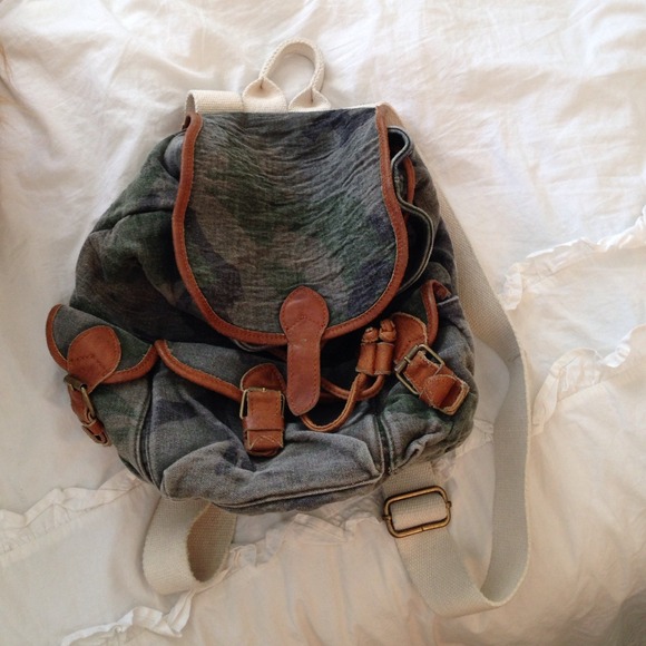 John Galt Brandy Melville Camo Backpack, DEFECT