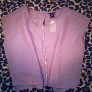 Purple sheer button up blouse . NWT . Size sm