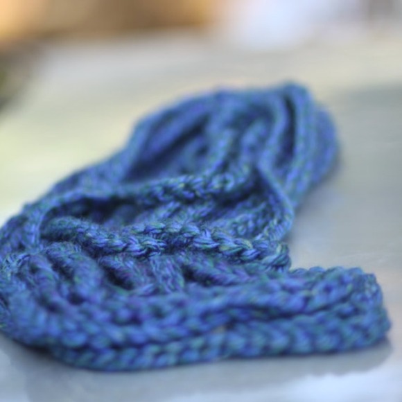Sapphire Blue Plush Handmade Crocheted Scarf - Picture 3 of 3