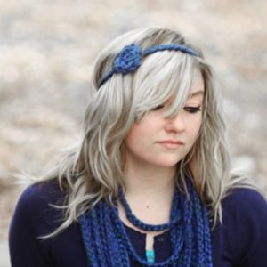 Sapphire Blue Plush Handmade Crocheted Scarf