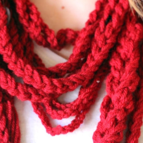 Burgundy Infinity Handmade Crocheted Scarf - Picture 2 of 3