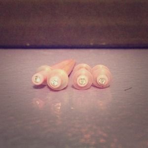 Size 10 pretty pink tapers and plugs with gem