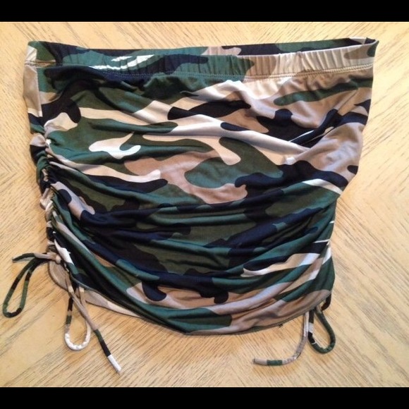 Army Stretch 2 in 1 Crop Tube Top/Skirt - Picture 1 of 2