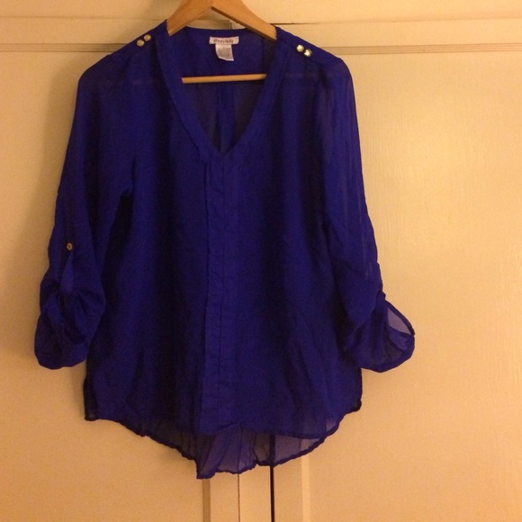Blue sheer v neck too