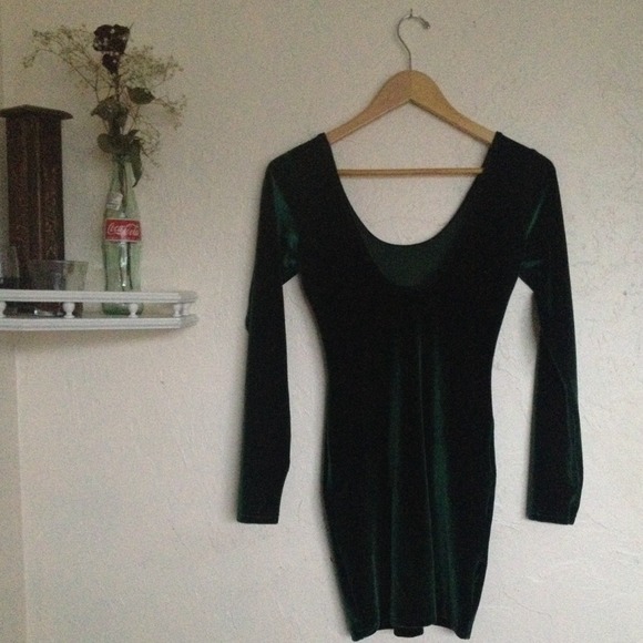 American Apparel Velvet Long Sleeve Mini Dress - Picture 2 of 2