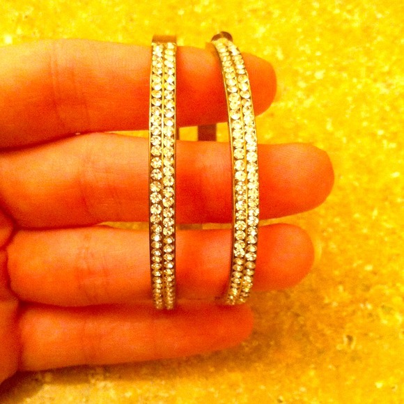 Rhinestone hoop earrings.