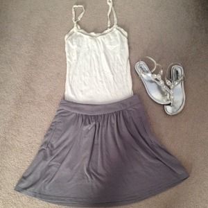 Purple/Grey Skirt w/ Side Clip Detail & Pockets