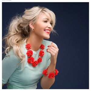 Red floral statement necklace