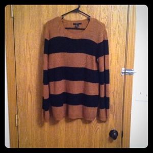 F21 Camel and Black Striped Sweater