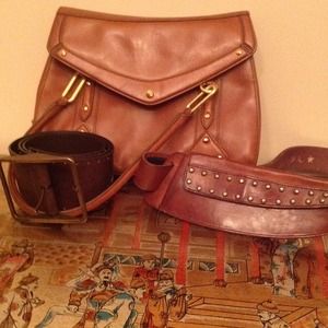 Cole Haan handbag, Kenneth Cole belt, Fannie pak