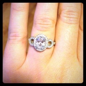 Vintage Sterling Silver CZ Engagement Ring