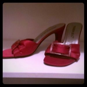 Reduced!!! Red satin mules