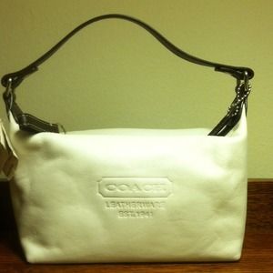 COACH white and mahogany handbag