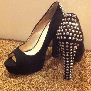 Black, studded platform heels.