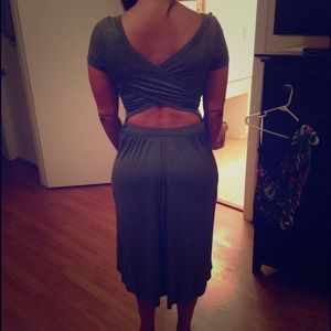 Gray high low open back dress