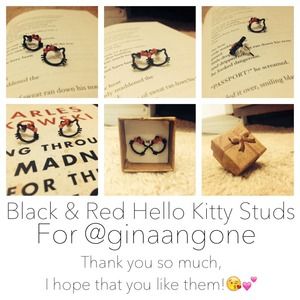 Black&Red Hello Kitty Studs For @ginaangone💕