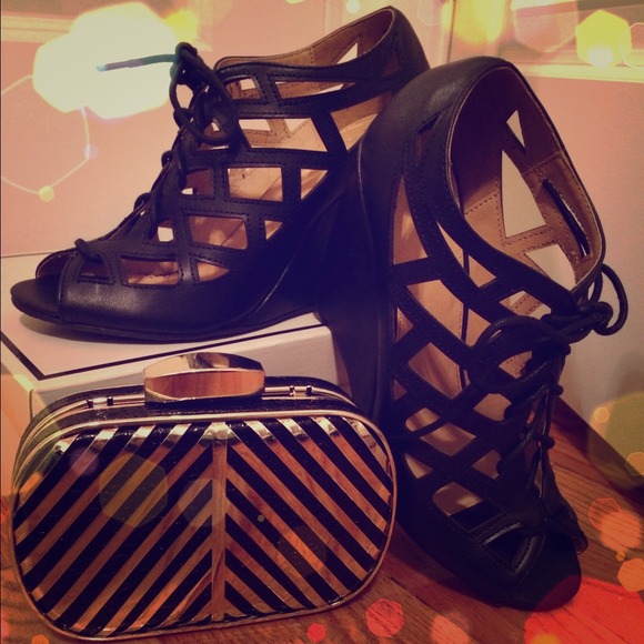 MIA Shoes - New Mia cut out bootie wedges peep toe 8.5 lace up