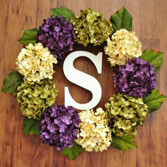 hydrangea monogram wreath