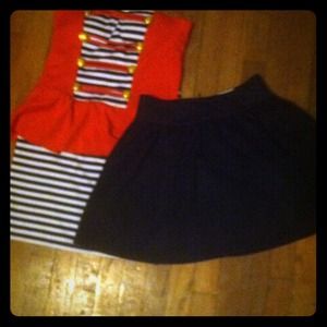 Sailor dress and black high waited skirt