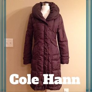 Brown Cole Haan long down jacket