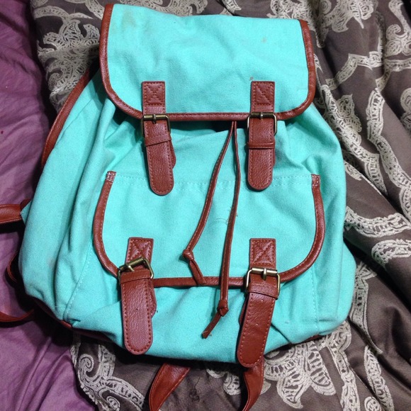 Teal drawstring backpack