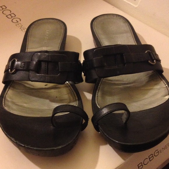 Black leather sandals -mark fisher