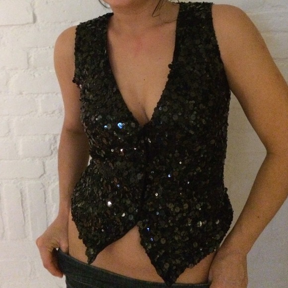 100% silk sequence vest.