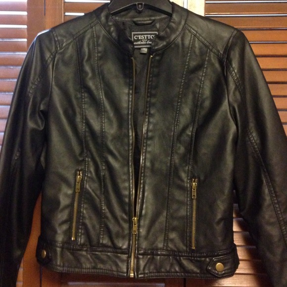 C'ESTTOI real authentic black leather jacket
