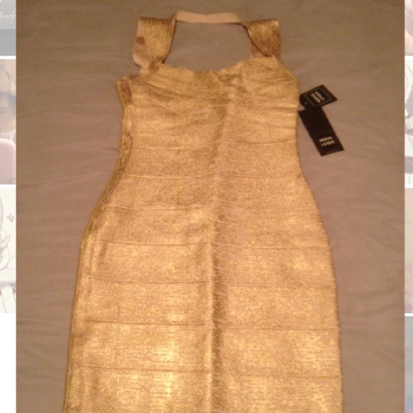 Brand New Gold Foil Bandage Dress XS
