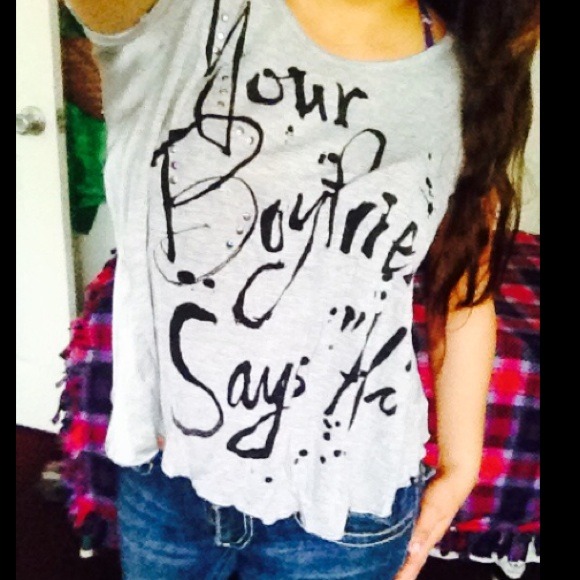 Gray top/ open on the back