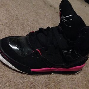 Black & pink Jordan's