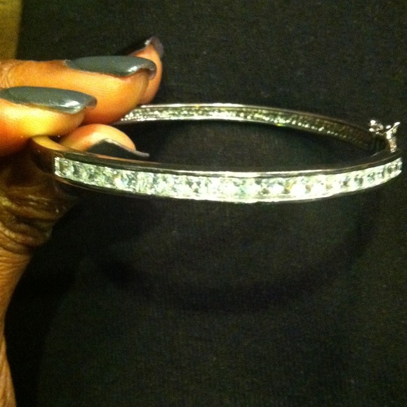 Cubic zirconia rhodium plated bracelet