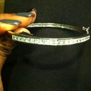 Cubic zirconia rhodium plated bracelet