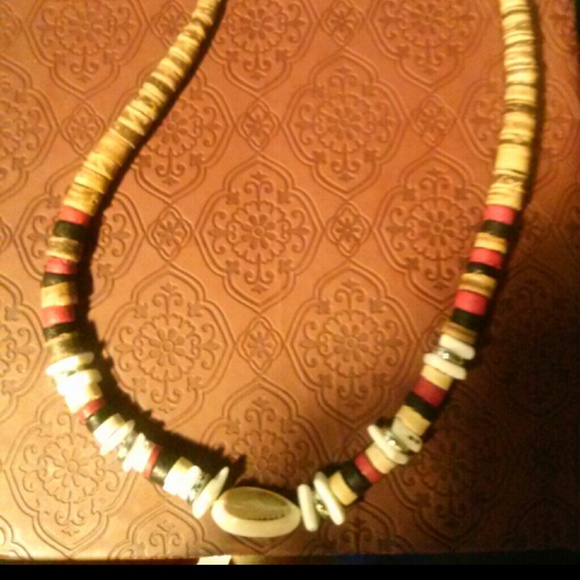 # Hawaiin seashell multi colored wooden necklace