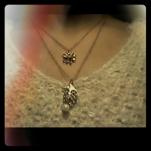 Double stranded indie gold nature necklace