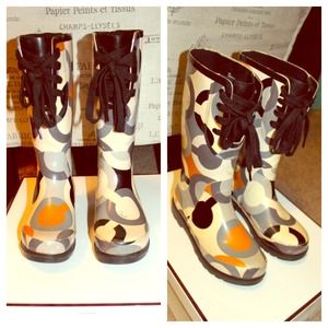 COACH Leatherware Signature Rain Boots Periwinkle