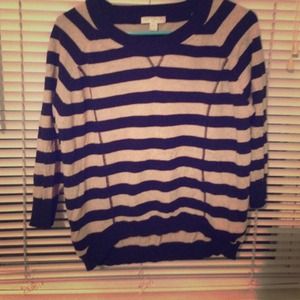 Light brown and black striped high low sweater
