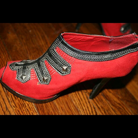 HOST PICK! Red peep toe high heeled booties