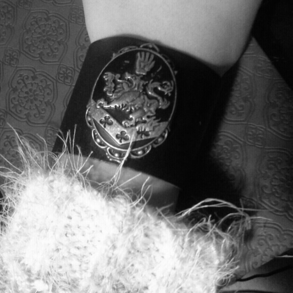 Lion emblem leather cuff bracelet twilight