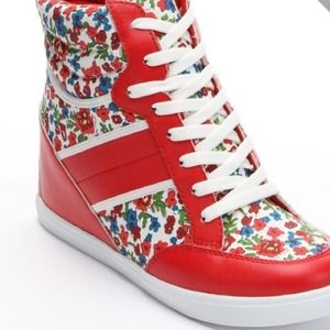 Shoes - Red floral wedge sneakers Shoes - Red floral wedge sneakers
