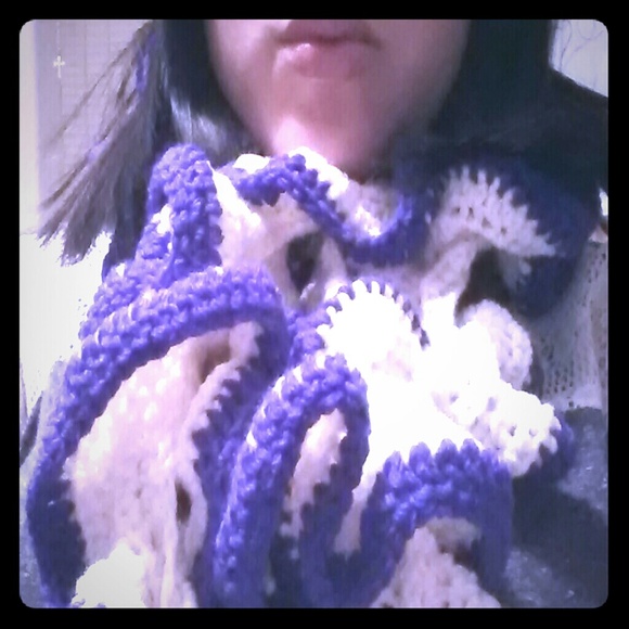 Handmade crocheted ruffle scarf
