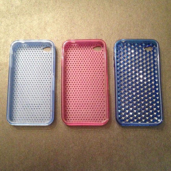 iPhone 4 - rubber case bundle in blue & purple